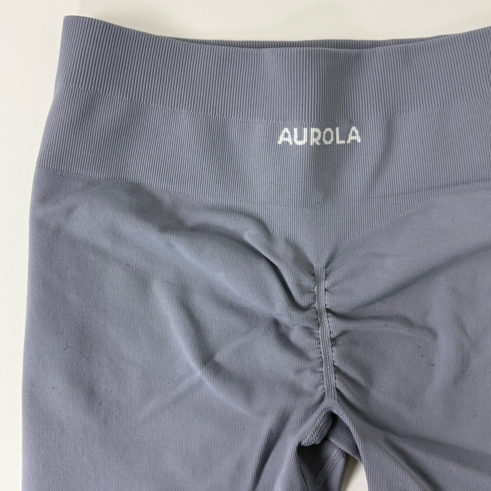 Aurola Women's High-Waist Scrunched Bike Shorts — Slate Blue